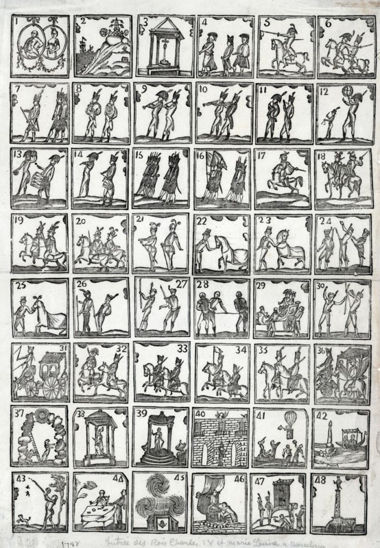 Print depicting Scenes relating to the life of Charles IV, King of Spain