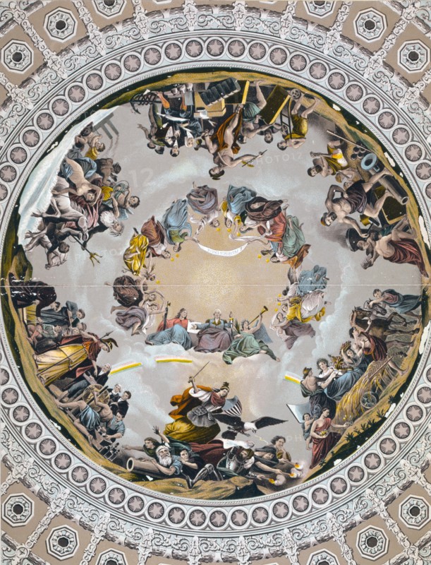 Photolithograph of the Apotheosis of Washington, in the dome of U.S. Capitol