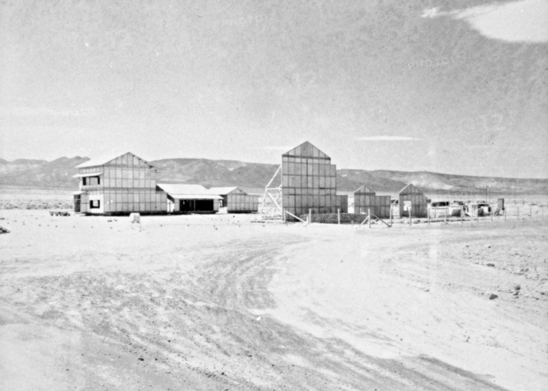 Photographic print of a Japanese village built for nuclear testing at the US Air Force Nevada Test Site