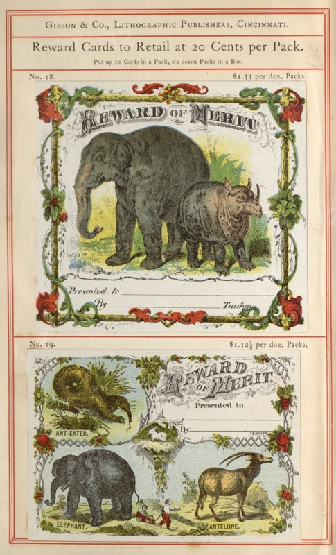 Highly coloured educational 'Reward Cards' for children