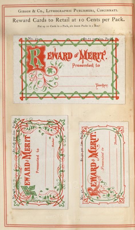 Highly coloured educational 'Reward Cards' for children