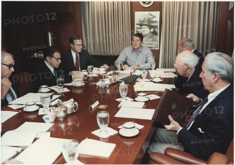 US President Gerald Ford, meets with the CIA Director-designate, George Bush