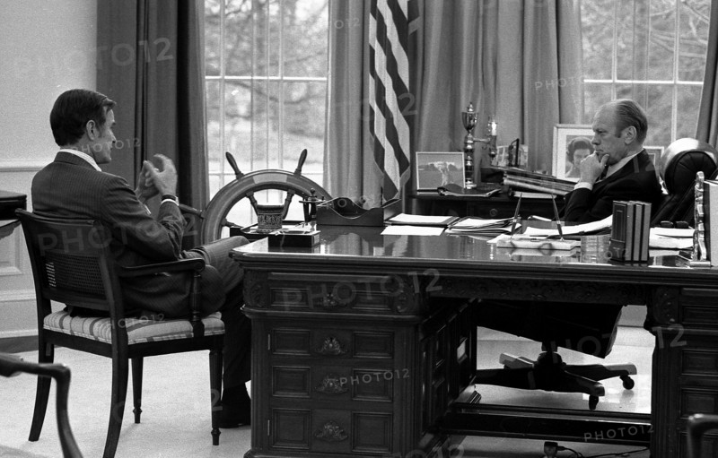 US President Ronald Reagan holds a National Security Council Meeting Room, to examine options following the TWA hijacking.