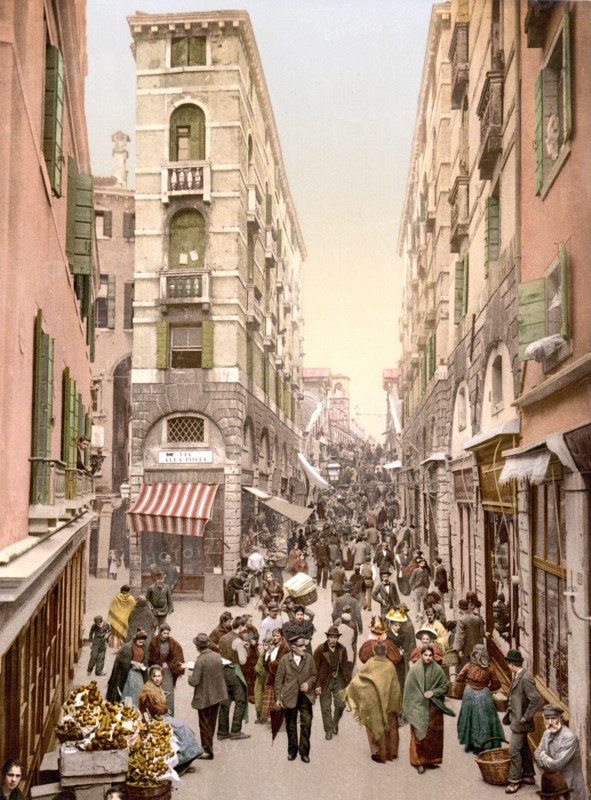 Street near the Rialto, Venice, Italy 1890