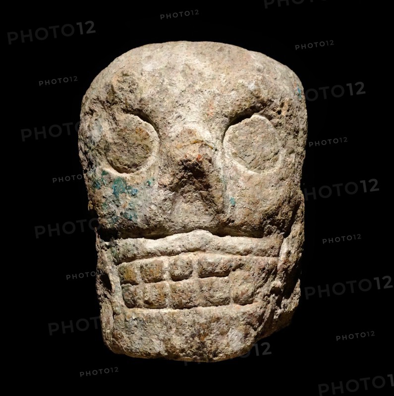 Decorative Mayan stone skull. Mexican, 900-1250 AD