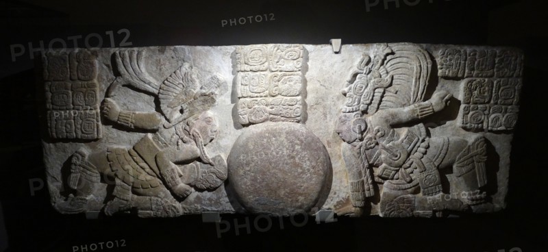 Maya ballplayer panel from the archaeological site of Tonina in Chiapas, Mexico