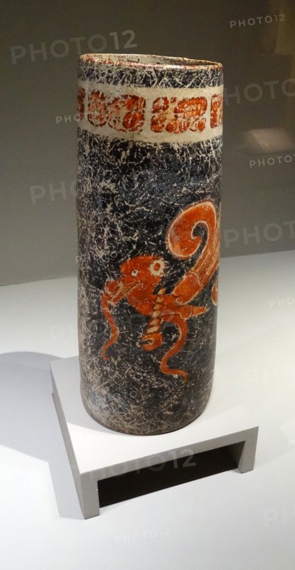 Mayan ceramic Vase, with embossed Glyphs 600-900AD
