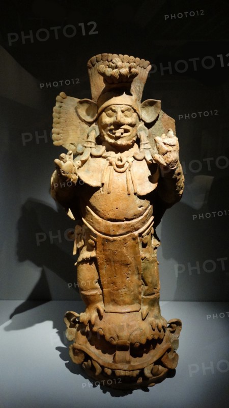 Mayan incense burner representing the god of the Sun in the underworld.
