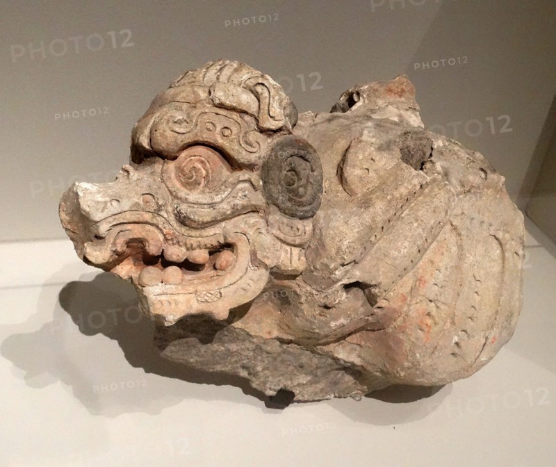 Mayan stucco fragment, depicting an insect from the underworld.