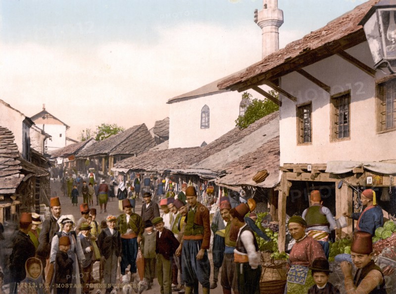 Mostar, Turkish quarter, Herzegovina, Austro-Hungary 1900