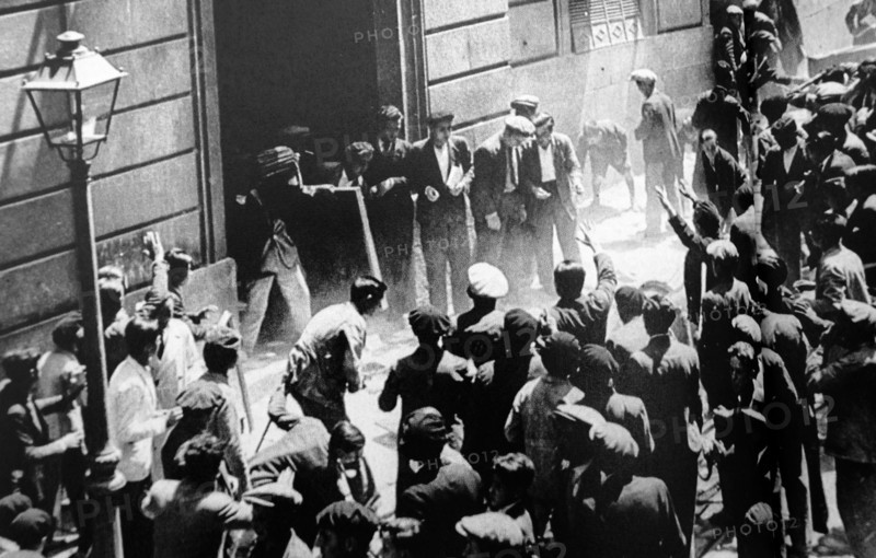 Crowds loot and rampage through the Convent of Isabel The Catholic in Spain 1931
