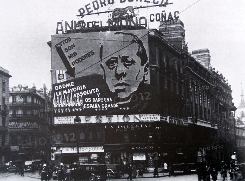 Poster on a Madrid building depicts José María Gil-Robles