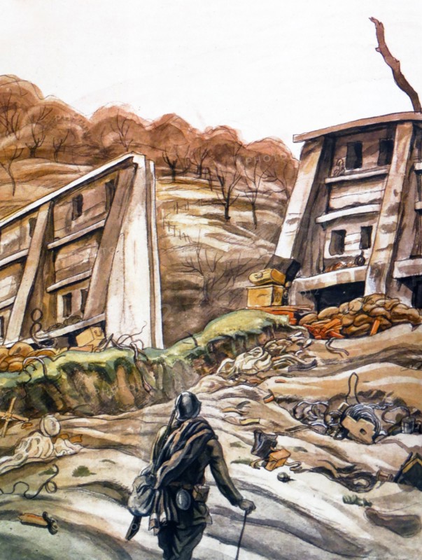 Nationalist propaganda illustration depicting a lone soldier