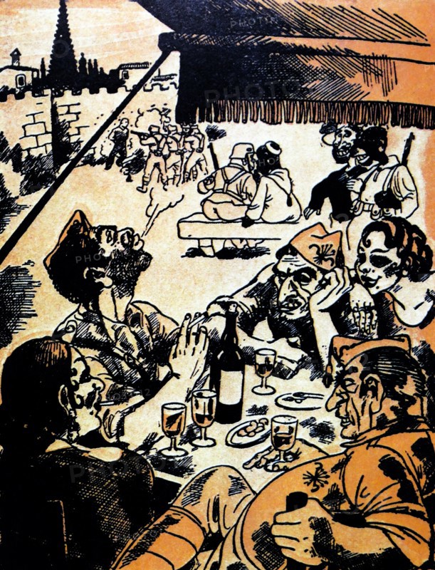 Republican satirical caricature depicting a summary execution