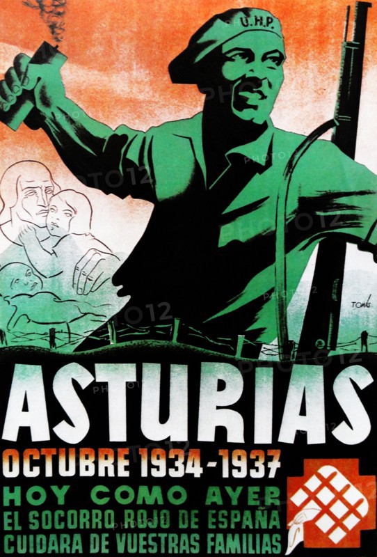 Republican Spanish poster to recall the Asturias Revolution of 1934.
