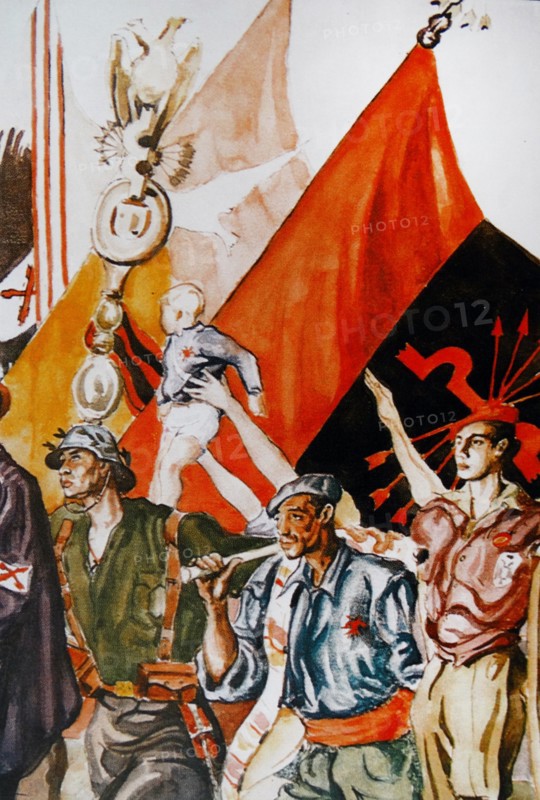 Carlist, Nationalist and Falangist soldiers, Spanish Civil War
