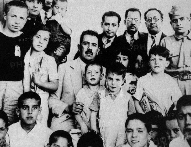 refugee children are received by President Cardenas of Mexico, during the Spanish Civil War