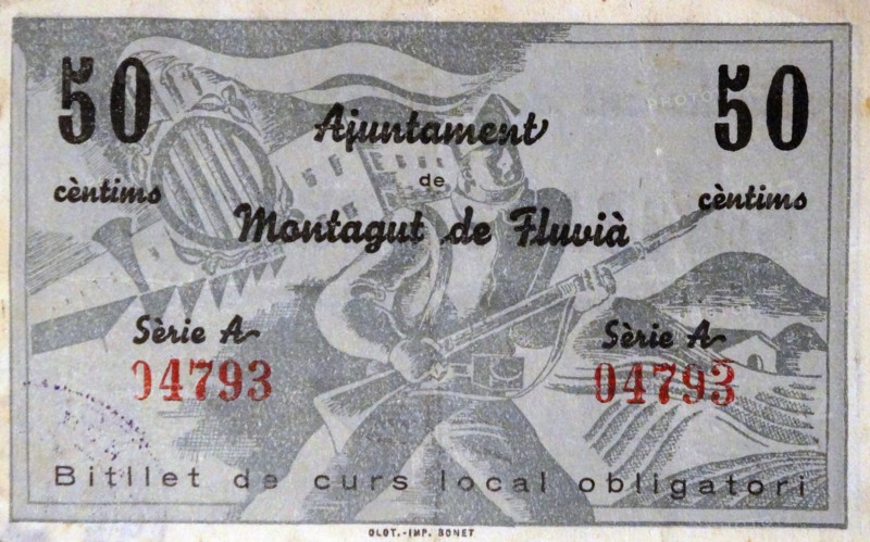 banknote issued during the Spanish Civil War
