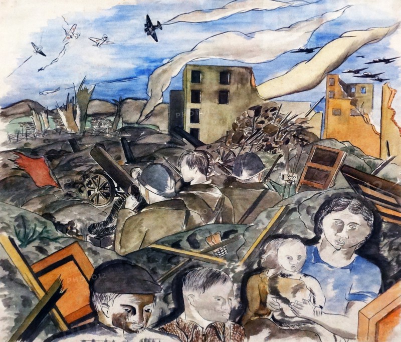The defence of Madrid' (during the Spanish Civil War) 1937. By Jose Maria Narezo