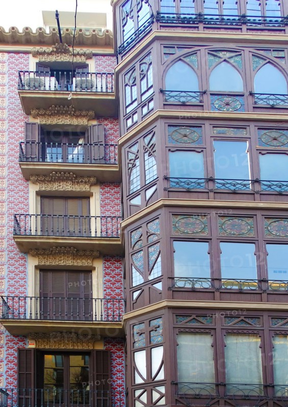 Façade of apartments of the early twentieth century, Barcelona, Spain
