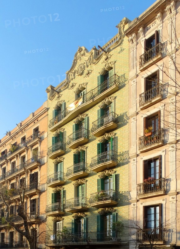 Façade of apartments of the early twentieth century, Barcelona, Spain