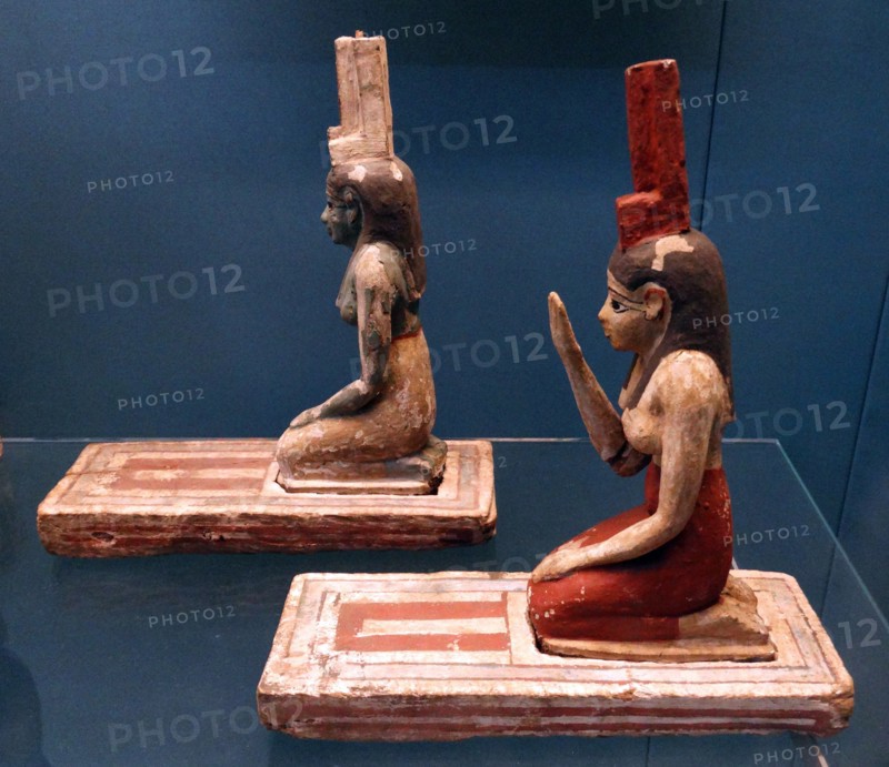 Painted wooden statuettes of Isis and Nephthys