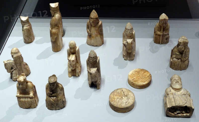 Medieval Lewis Chessmen made from carved walrus ivory
