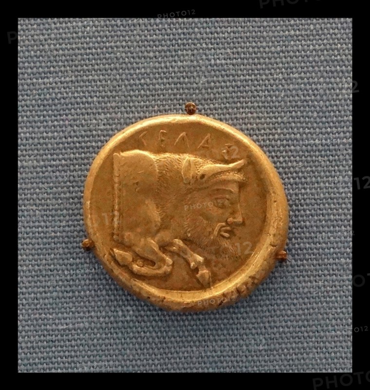 Greek Tetradrachm of Gela 450 BC depicting the river-god Gelas
