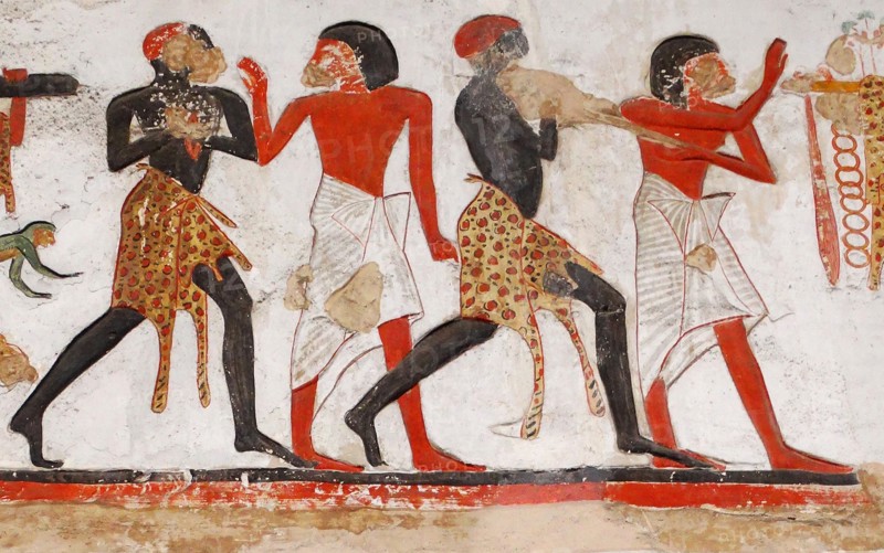 Egyptian temple relief depicting a military expedition by Rameses II (1279-1213 BC)