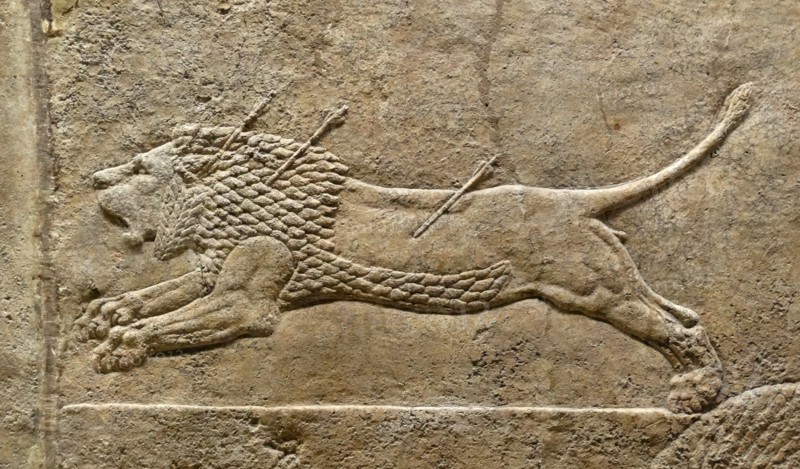 Relief depicting The royal lion hunt. Assyrian, about 645-635 BC From Nineveh