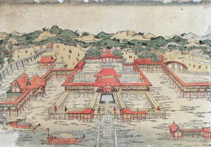 A perspective picture of Itsukushima Shrine