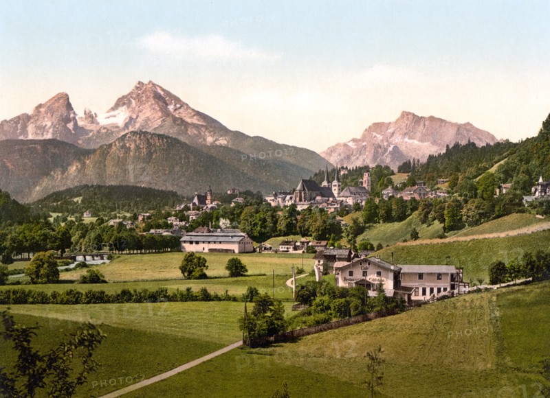 Berchtesgaden from Malerhugel, Upper Bavaria, Germany 1890
