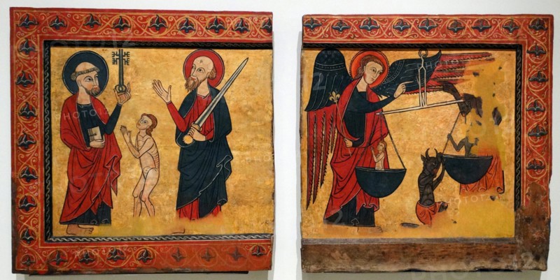 Soul begging between Saint Paul and Peter by Master of Soriguerola