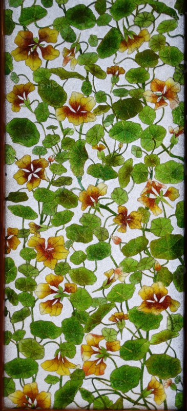 Glass and Wood screen decorated with flowers by Frederic Vidal