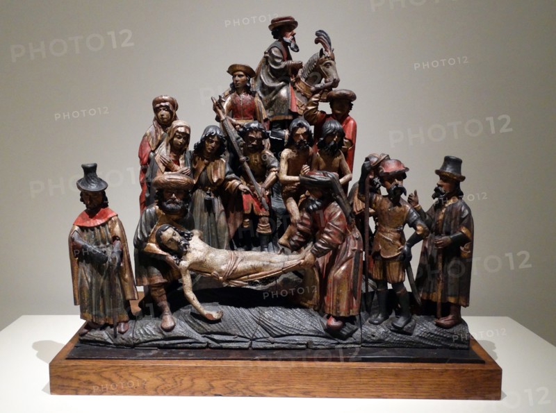 Carving depicting Christ Falling on the Way to Calvary