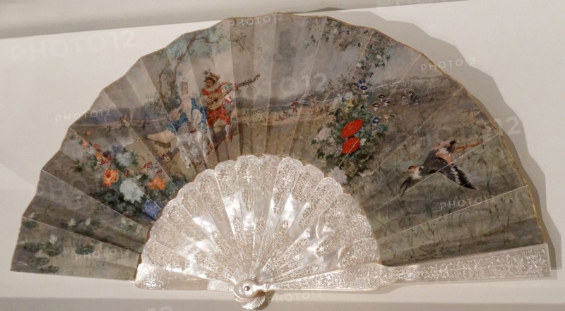 Fan with scene of gallantry by Marià Fortuny