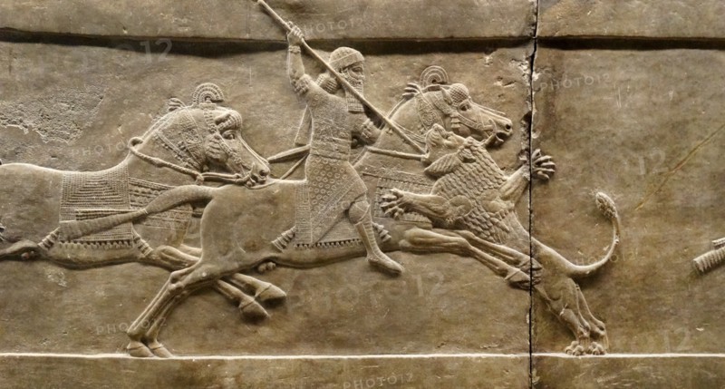 return from the lion hunt Nineveh, Iraq. Assyrian 645-636 BC