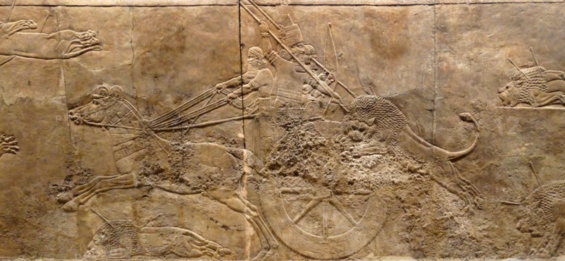 The royal lion hunt, Assyrian, about 645-635 BC From Nineveh. North Palace, Iraq
