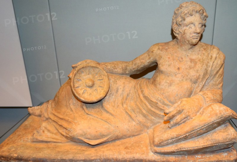 top from a terracotta cinerary urn; Etruscan, 200-100 BC