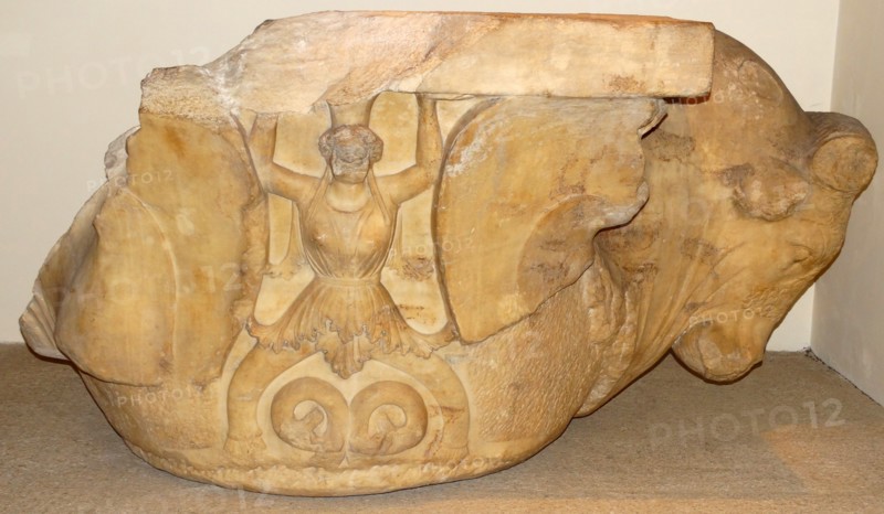 Greek capital of a column with a Caryatid From the Agora of Satamis, Cyprus About 350 BC