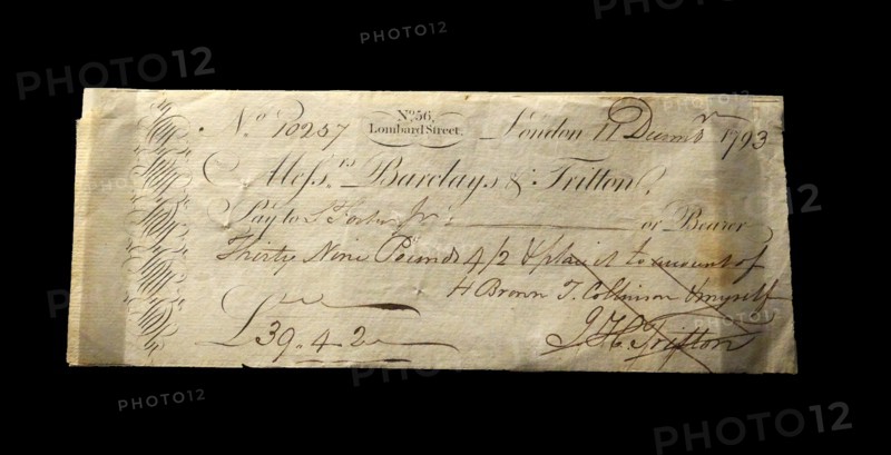 Barclay’s & Co. cheque London, 1793.