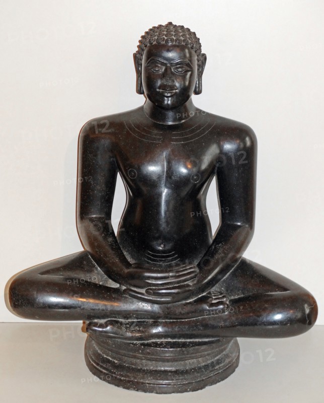 Stone statue depicting a seated Mahavira, from Karnataka, India