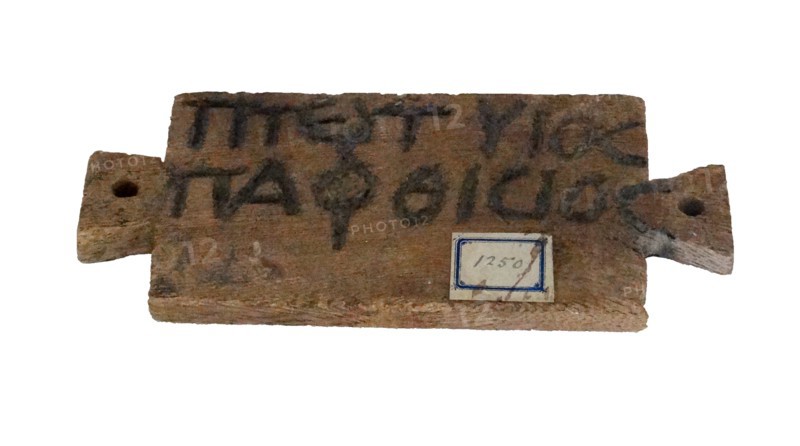 Egyptian wooden tag with Greek inscription