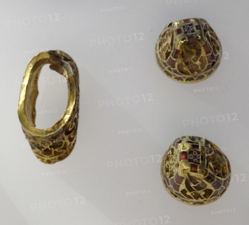 Anglo-Saxon metalwork object, with cloisonné and garnet decoration