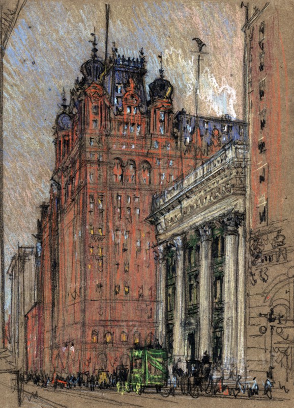 Waldorf Astoria Hotel, Thirty-Fourth Street and Fifth Avenue 1906 by Joseph Pennell