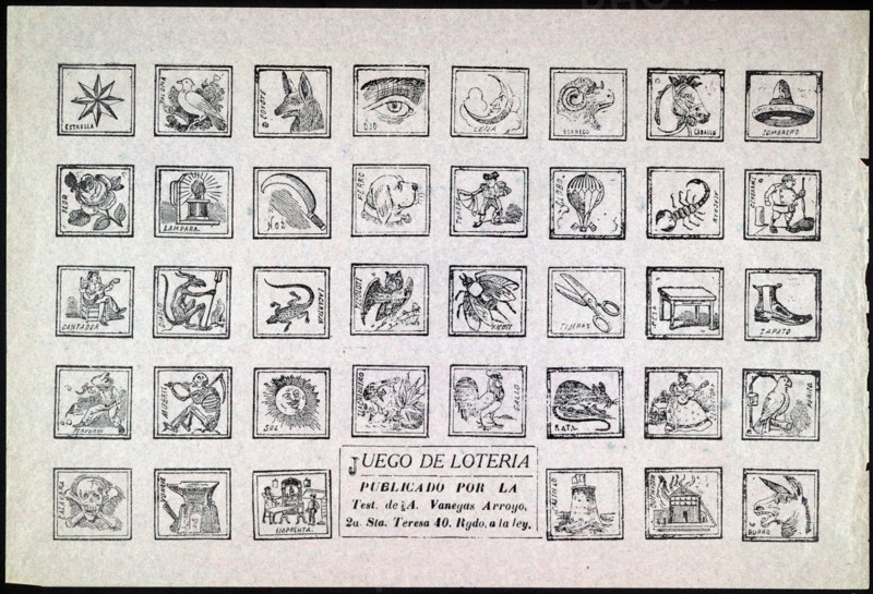 Juego de lotería: Lotería game by José Guadalupe Posada, 1852-1913, artist.
