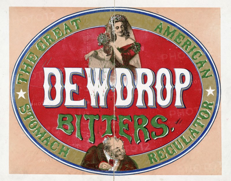Dewdrop bitters - Print of a patent medicine advertisement.