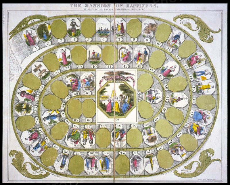 The mansion of happiness, an instructive, moral & entertaining amusement c1843.