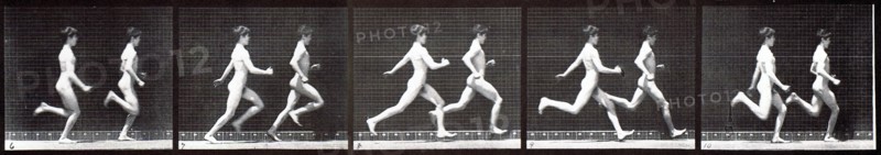 Early footage of a men running