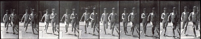 Early footage of a men running